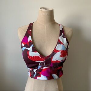 Athleta Plunge Bikini Top in “Hero Bloom Decadent Chocolate” Print